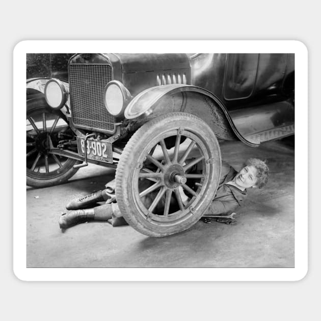 Lady Mechanic, 1920. Vintage Photo Magnet by historyphoto